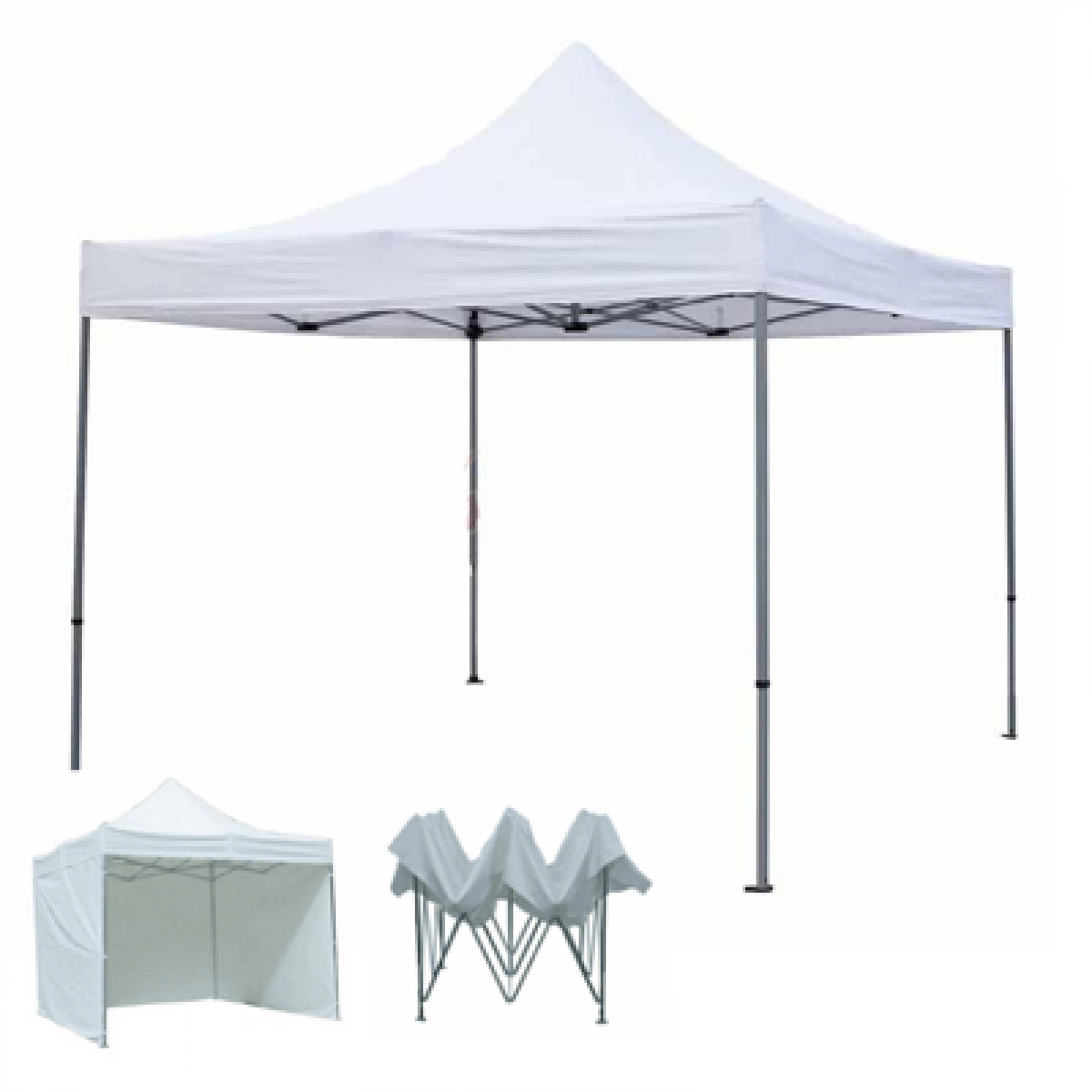 Gazebo leggero estensibile 3x3 con tele laterali bianchi , Gallo Rosso